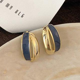 Two-tone Drop Earring 1 Pair - Gold & Blue - One Size