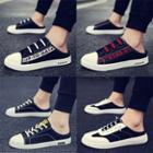Canvas Letter Stripe Sneaker Mules