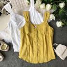 V-neck Button-front Tank Top