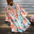 Elbow-sleeve Print Overhead Shirt