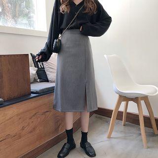 Split-front Midi A-line Skirt