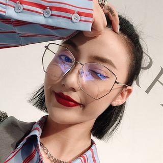 Geometric Retro Metal Frame Eyeglasses