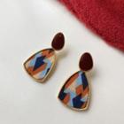 Triangle Alloy Dangle Earring 1 Pair - Brown & Bleu & Beige & Tangerine - One Size