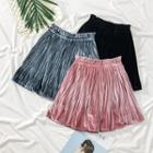 Pleated Velvet A-line Skirt