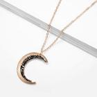 Rhinestone Moon Necklace Gold - One Size