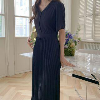 Accordion-pleat Maxi Dress