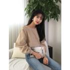 Round-neck Bishop-sleeve Top