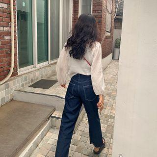 Unwashed Wide-leg Jeans Indigo - One Size