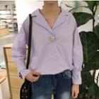 Single-buttoned Puff Long-sleeve Blouse