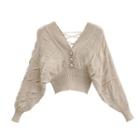 Lace Up Sweater Beige - One Size