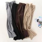 Drawstring Knit Wide-leg Pants