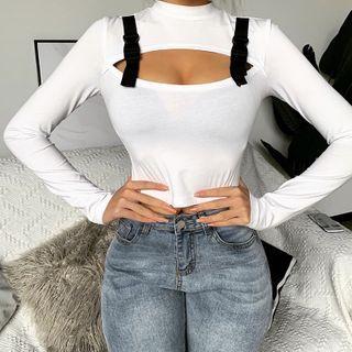 Long-sleeve Buckle Detail T-shirt