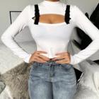 Long-sleeve Buckle Detail T-shirt