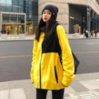Color Block Zip Jacket Black & Yellow - One Size