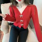 Ribbon Cardigan Red - One Size