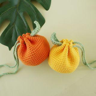 Crochet Knit Mini Drawstring Pouch