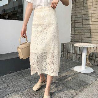 Straight Fit Midi Lace Skirt