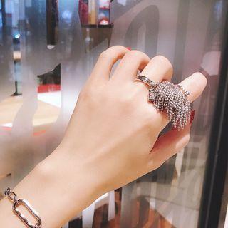 Lock Rhinestone Pendant Alloy Ring / Fringed Alloy Ring / Set