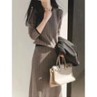Set: Chevron Stripe Knit Top + Midi Knit Skirt