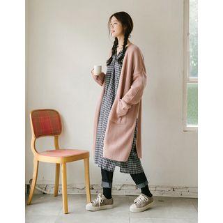Rib-knit Long Open Cardigan