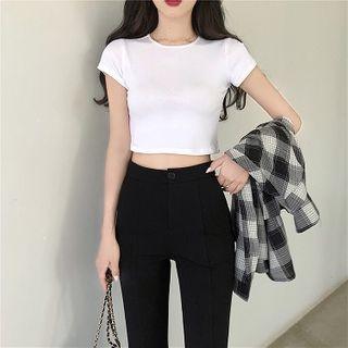 Plain Short-sleeve T-shirt / Boot Cut Pants