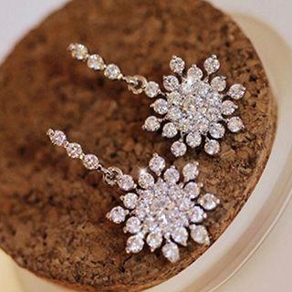 Snowflake Cz Drop Earrings