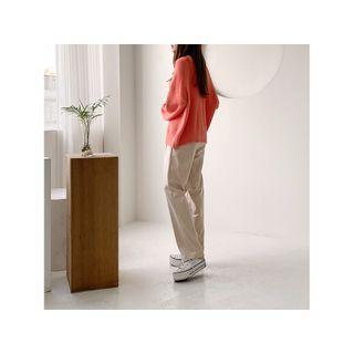 Semi Wide-leg Woolen Pants Ivory - One Size