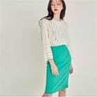Zip-back Colored Midi Pencil Skirt