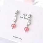 Non-matching Faux Crystal Alloy Moon & Star Dangle Earring 1 Pair - Silver - One Size