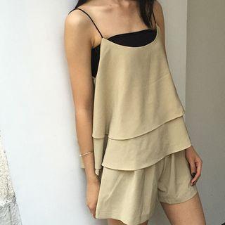 Set: Layered Chiffon Camisole Top + Shorts