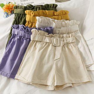 Paperbag High-waist Wide-leg Shorts With Belt In 7 Colors