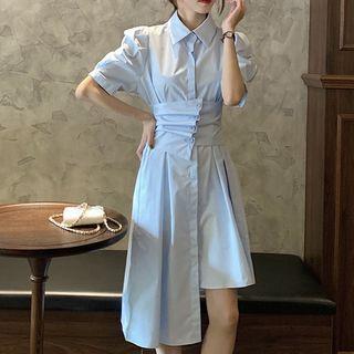 Short-sleeve Asymmetrical Shirtdress