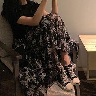 Floral Print Layer Skirt