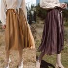 Tie-waist A-line Midi Skirt Purple - One Size