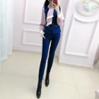 Set: Buttoned Vest + Straight-leg Dress Pants