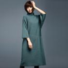 3/4-sleeve Knit Midi Dress