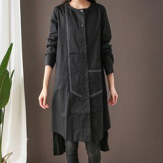 Buttoned Dip Back Long Light Jacket