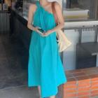 Sleeveless One-shoulder Midi Shift Dress Aqua Blue - One Size