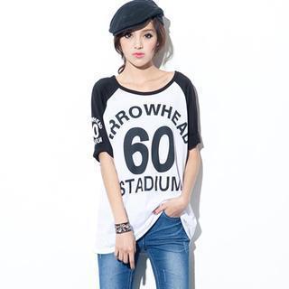 Elbow-sleeve Lettering T-shirt