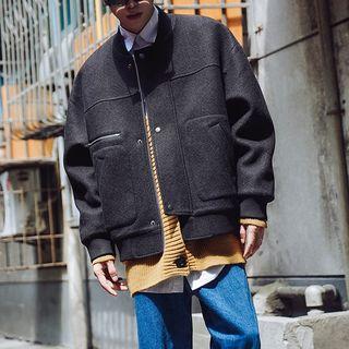 Snap-buttoned Bomber Jacket