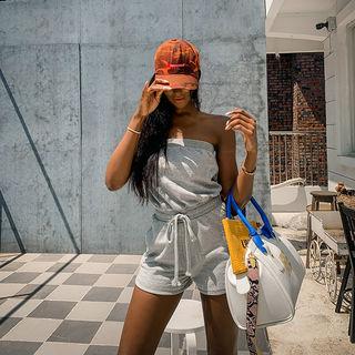 Drawstring-waist Tube Top Playsuit