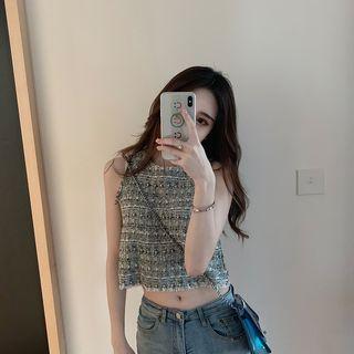 Sleeveless Tweed Cropped Top / Mini Dress