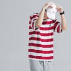 Couple Matching Elbow-sleeve Striped Oversized T-shirt