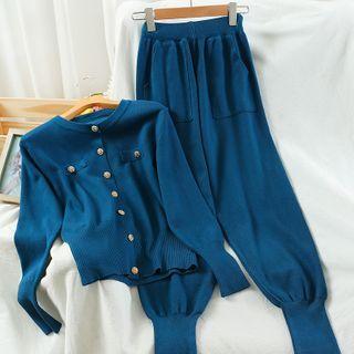 Set: Button Knit Top + Sweatpants