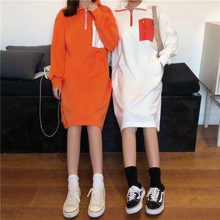 Turtleneck Half-zip Sweatshirt Dress