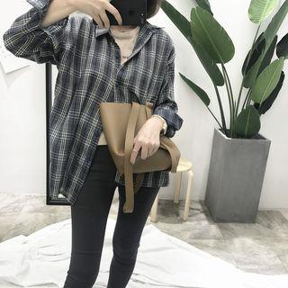 Inset Top Plaid Long Blouse