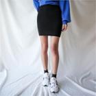 Band-waist Knit Mini Pencil Skirt