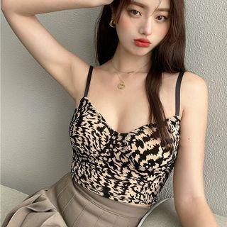 Floral Print Camisole Top Khaki & Black - One Size