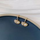 925 Sterling Silver Faux Pearl Shell Dangle Earring 1 Pair - Gold - One Size