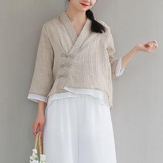 3/4-sleeve Embroidered Hanfu Blouse